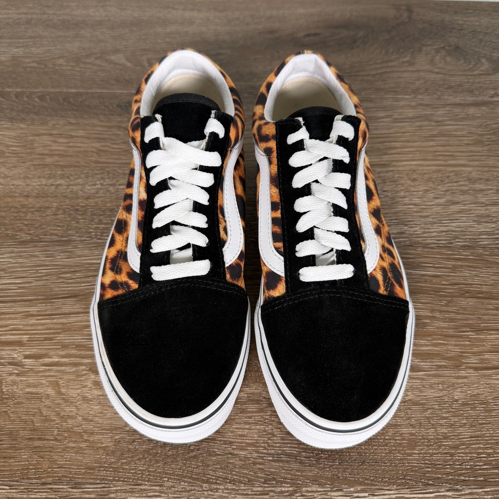Vans Old Skool Leopard Print Black Suede Low Top Skate Shoes Sneakers - Picture 2 of 9